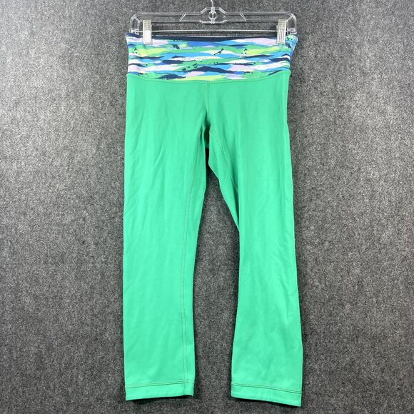 Lululemon Wunder Under Crop Reversible Women's 6 Jungle Green Inkwell - Picture 1 of 10